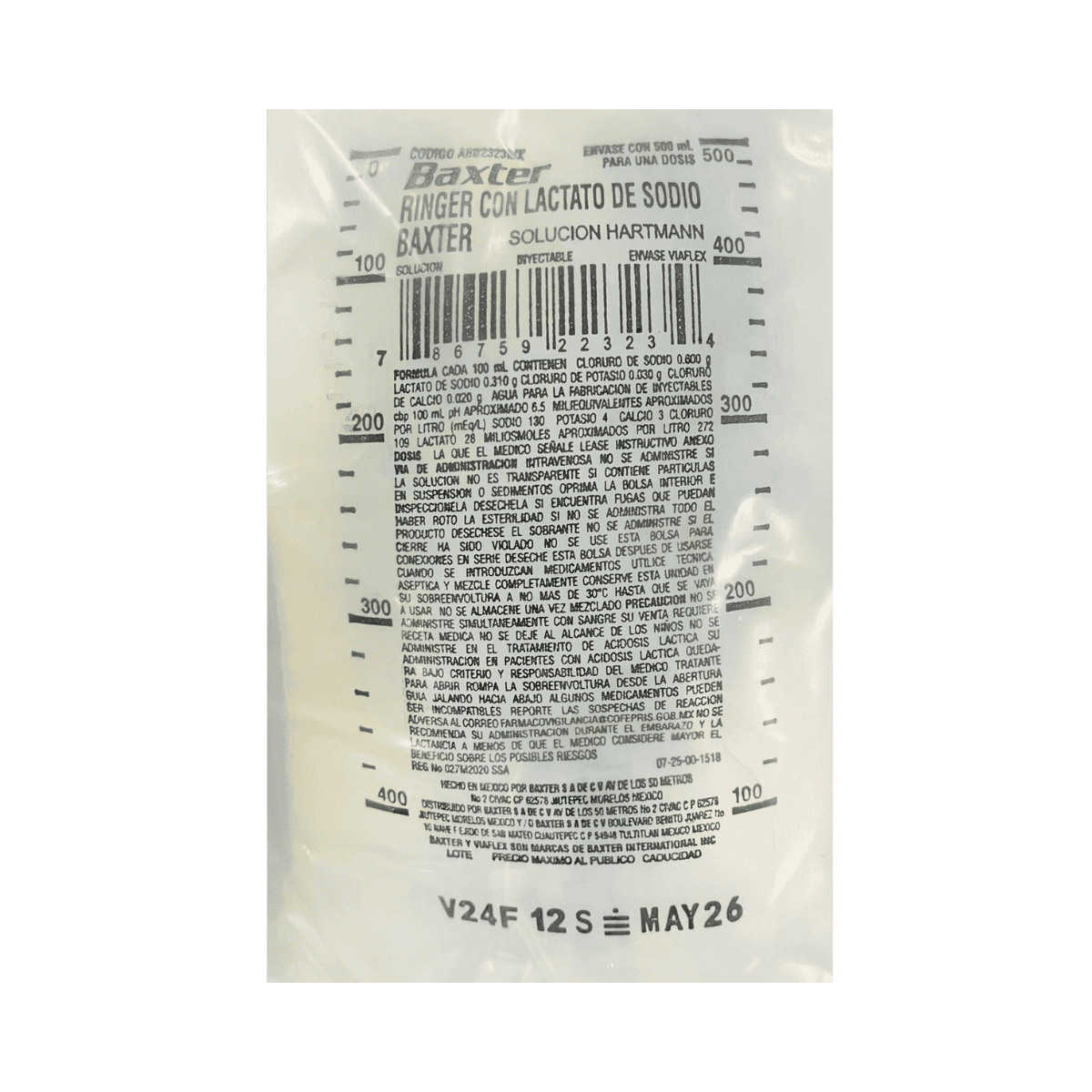 SOLUCION BAXTER HARTMANN/ RINGER LACTATO DE SODIO 500 ML – Zafir ...