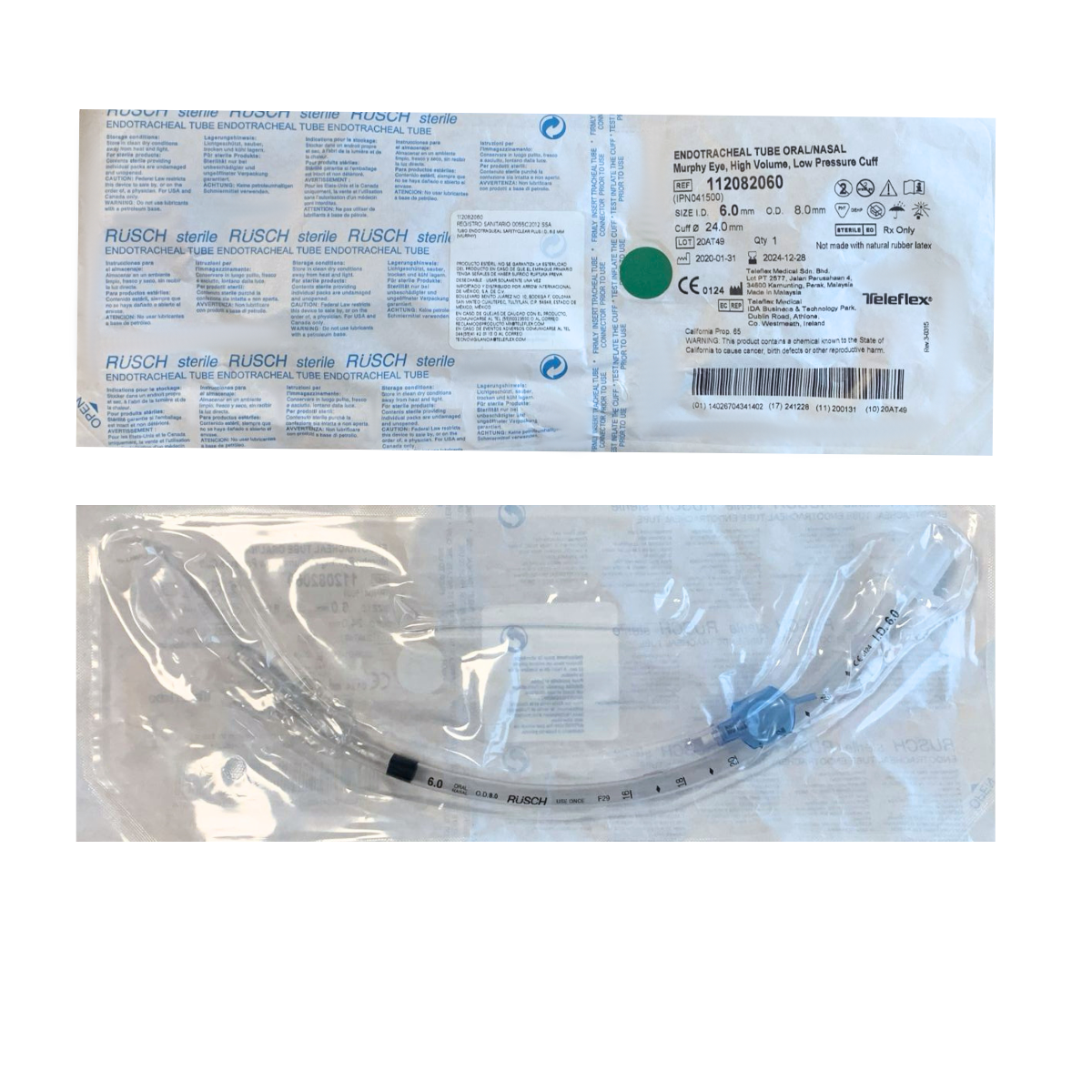 TUBO ENDOTRAQUEAL RUSCH CON GLOBO 6.0 MM