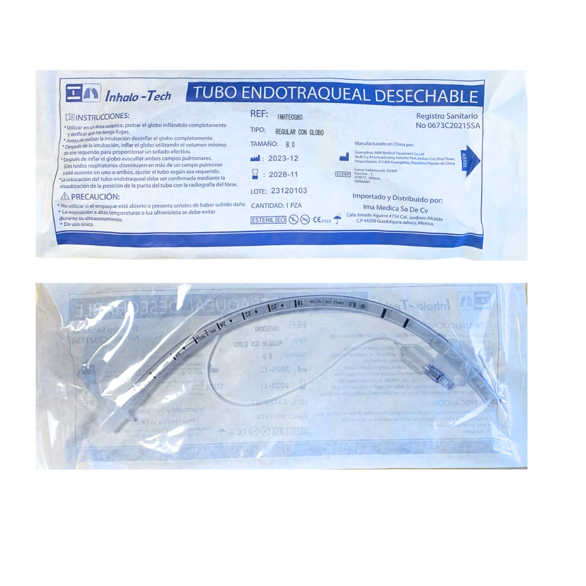 TUBO ENDOTRAQUEAL  INHALO-TECH CON GLOBO 8.0 MM