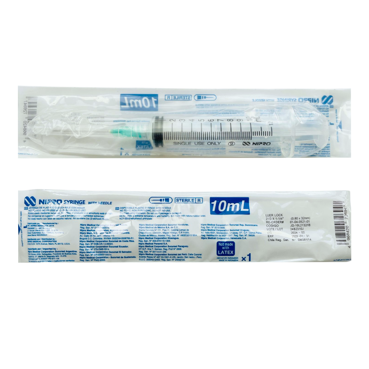 JERINGA NIPRO DE 10 ML 21 X 32 / CONTIENE 100 PIEZAS