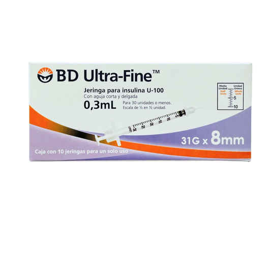 JERINGA BD ULTRA-FINE PARA INSULINA U-100 DE 0.3ML