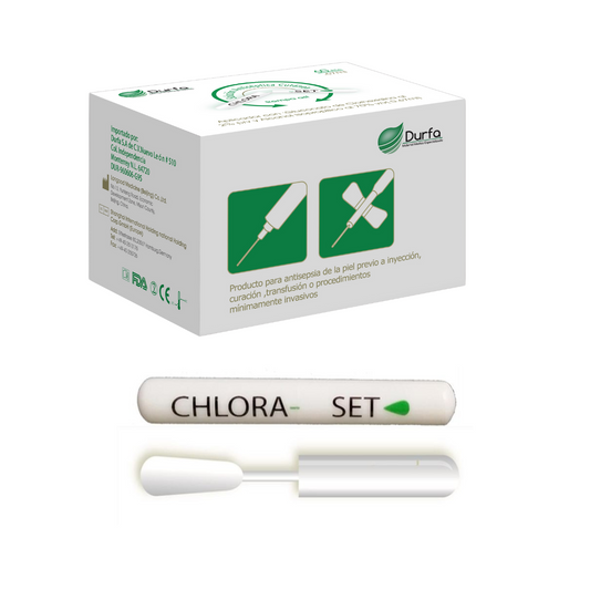 CHLORASET DURFA CLORHEXIDINA APLICADOR CON TINTE DE 0.67ML / CONTIENE 60 PZAS.