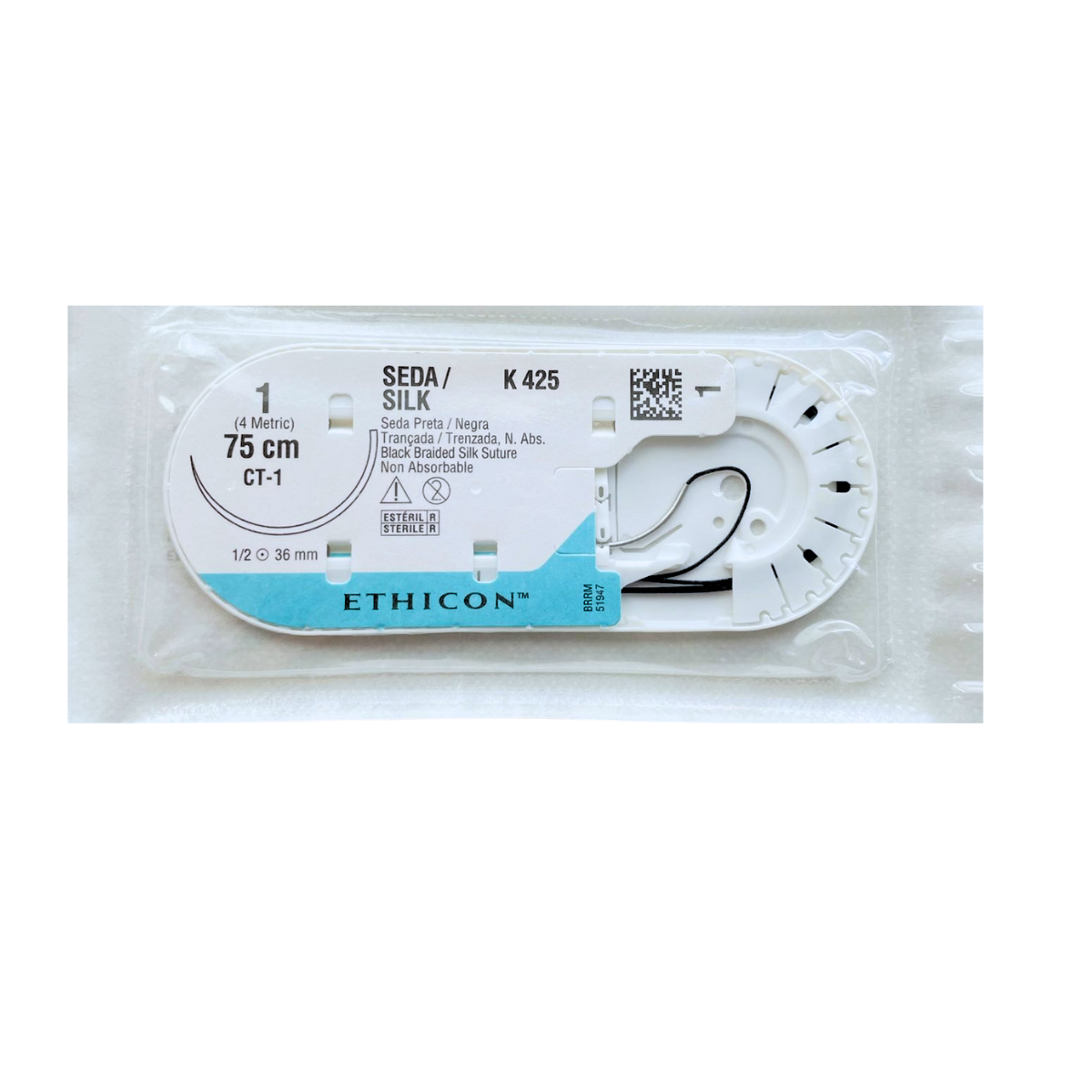 CAJA SEDA 1 CT-1 ETHICON (AGUJA REDONDA 36MM-75CM 1/2) .  (36 PIEZAS)