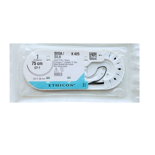 CAJA SEDA 1 CT-1 ETHICON (AGUJA REDONDA 36MM-75CM 1/2) .  (36 PIEZAS)
