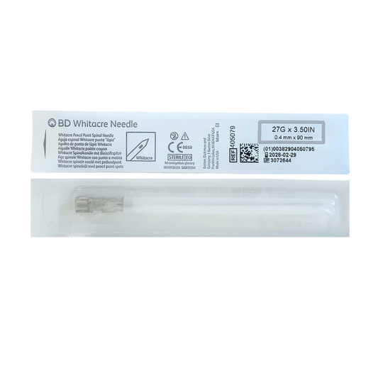 CAJA AGUJA WHITACRE BD NEEDLE PARA ANESTESIA 27 G X 3.50 (10 piezas)