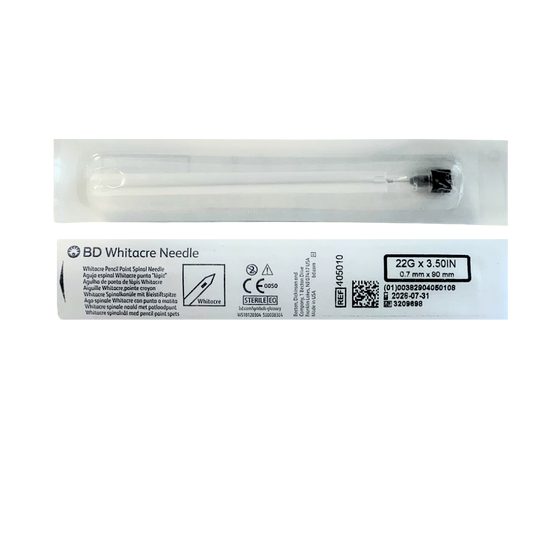 AGUJA BD WHITACRE NEEDLE PARA ANESTESIA  22 G X 3.50 IN