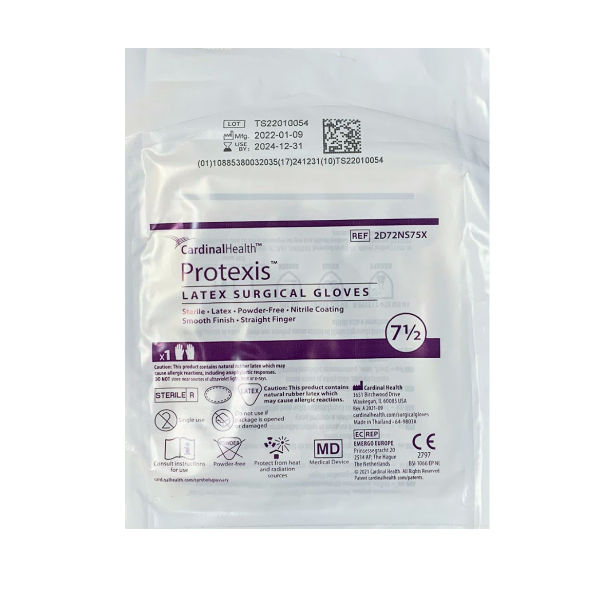 CARDINAL HEALTH. GUANTE NARANJA DE LATEX #7.5 / CONTIENE 50 PARES