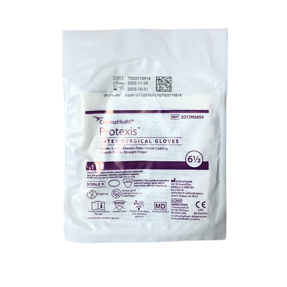 CARDINAL HEALTH. GUANTE NARANJA DE LATEX #6.5 / CONTIENE 5 PARES