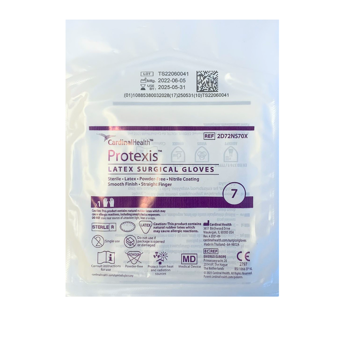 CARDINAL HEALTH. GUANTE NARANJA DE LATEX #7  / CONTIENE 50 PARES