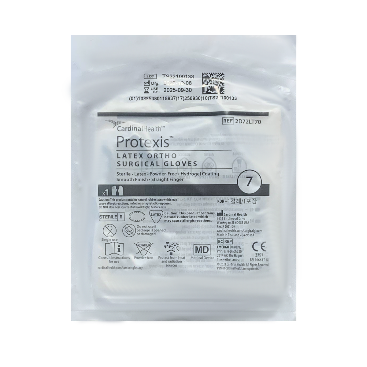 CARDINAL HEALTH. GUANTE ORTOPEDICO DE LATEX #7 / CONTIENE 5 PARES