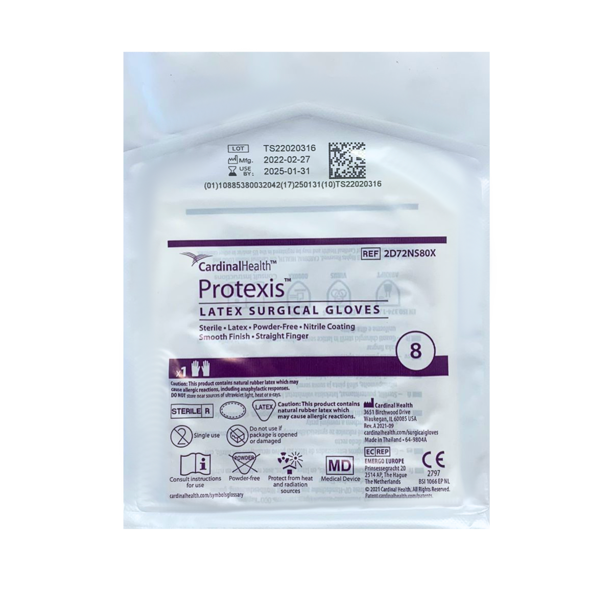 CARDINAL HEALTH. GUANTE NARANJA DE LATEX #8. CAJA CON 50 PARES