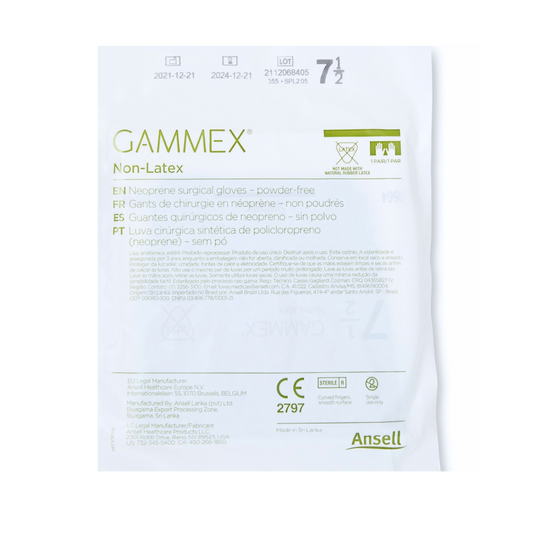 GUANTE GAMMEX DE NEOPRENO SIN LATEX #7.5 / CONTIENE 5 PARES