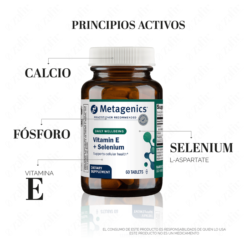 Vitamina E + Selenio Metagenics | Antioxidante Celular | Soporte Inmune y Piel | 60 Tabletas