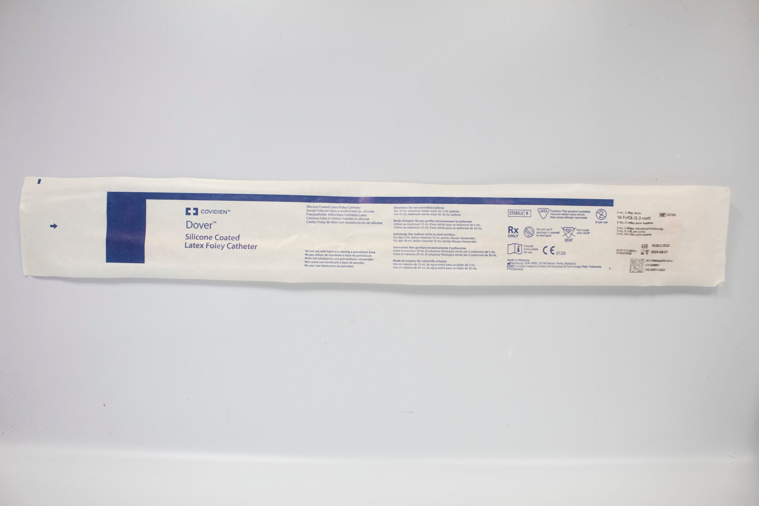 SONDA COVIDIEN FOLEY LATEX 16Fr/Ch (5.3mm) 5 mL 2 VÍAS