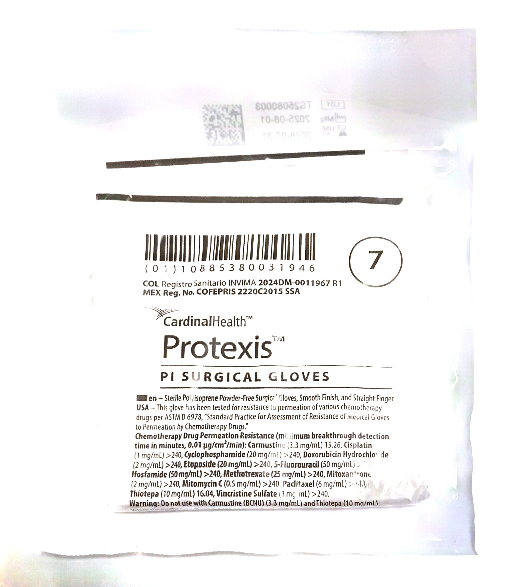 GUANTES SIN LATEX POLIISOPRENO #7 PROTEXIS PI SURGICAL (CARDINAL HEALTH) / CONTIENE 5 PARES