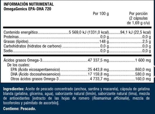 Metagenics OmegaGenics EPA-DHA 720 (60 cápsulas)