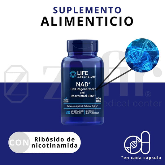 Life Extension NAD + Cell Regenerator and Resveratrol Elite 30 cápsulas