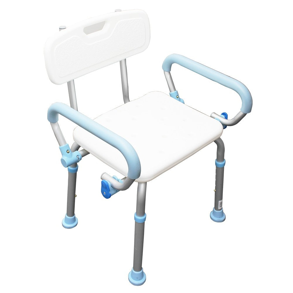 SILLA PARA DUCHA CON RESPALDO Y DESCANSABRAZOS ABATIBLES