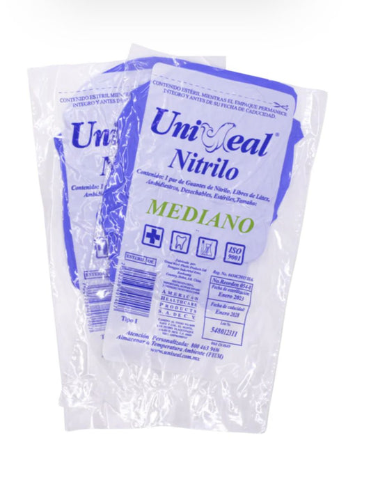 CAJA GUANTE UNISEAL DE NITRILO AZUL LATEX TALLA "M" / CONTIENE 50 PIEZAS