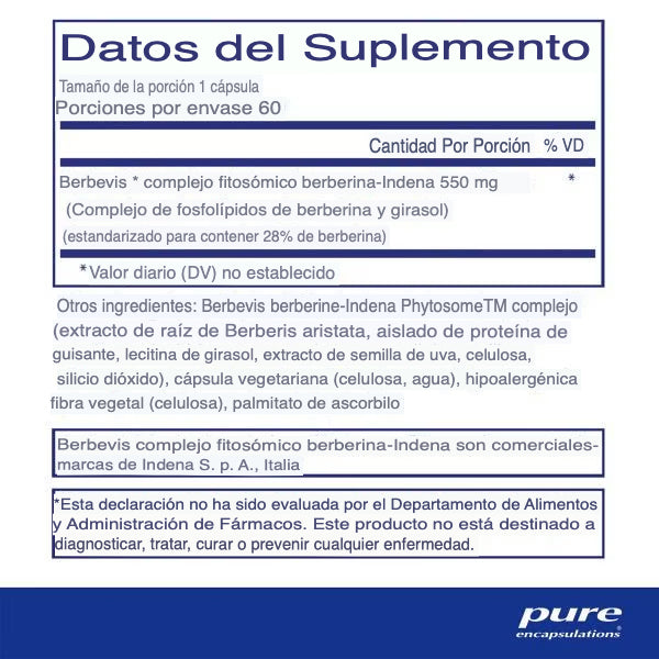 Pure Encapsulations Berberine UltraSorb 60 cápsulas.