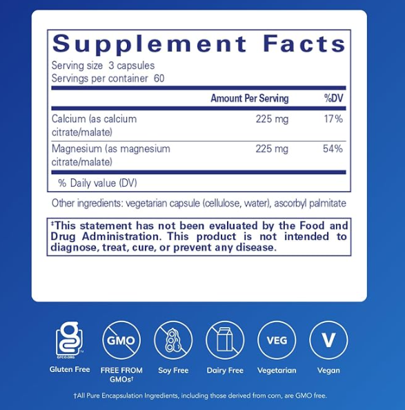 Pure Encapsulations Calcium Magnesium 180 Capsulas
