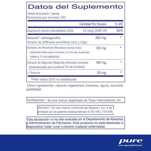 Pure Encapsulations Cortisol Calm 120 cápsulas