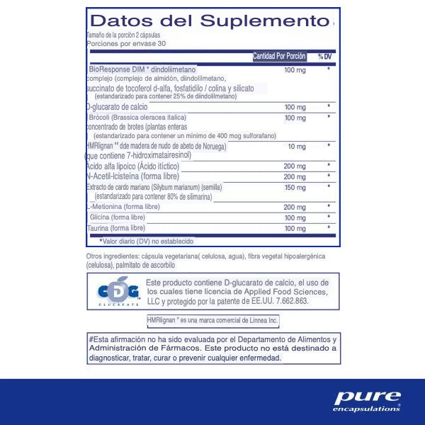 Pure Encapsulations DIM Detox 60 cápsulas.