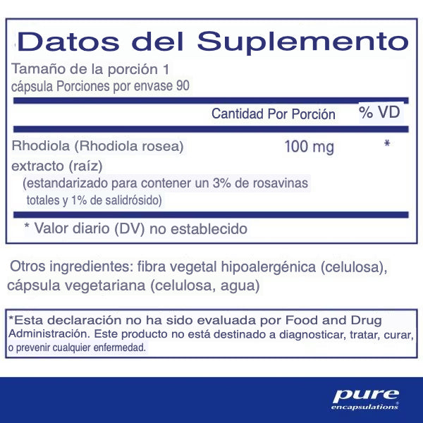 Pure Encapsulations Rhodiola Rosea 90 cápsulas